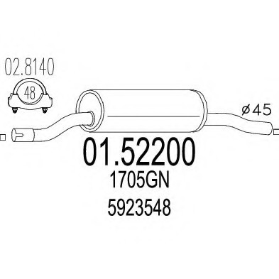 01.52200 MTS(Италия) Передняя часть выхлопной системы (Резонатор) MTS
