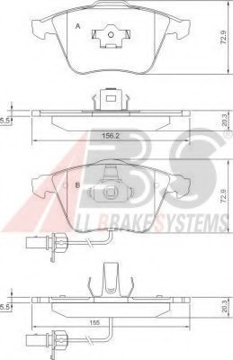 37428 ABS Колодка гальм. AUDI A4/A6/A8 передн. (пр-во ABS)