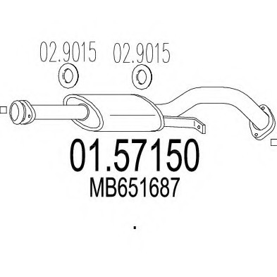 01.57150 MTS(Италия) Середня частина вихлопної системи (Резонатор) MTS