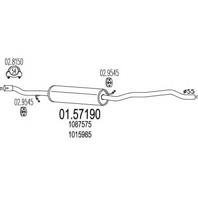 01.57190 MTS(Италия) Середня частина вихлопної системи (Резонатор) MTS