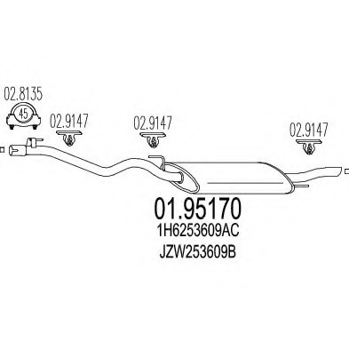 01.95170 MTS(Италия) Задняя часть выхлопной системы (Глушитель). MTS