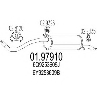 01.97910 MTS(Италия) Задняя часть выхлопной системы (Глушитель). MTS