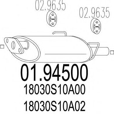 01.94500 MTS(Италия) Задня частина вихлопної системи MTS