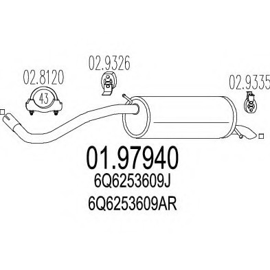 01.97940 MTS(Италия) Задняя часть выхлопной системы (Глушитель). MTS
