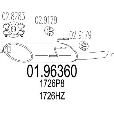 01.96360 MTS(Италия) Задня частина вихлопної системи MTS