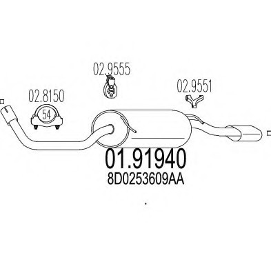 01.91940 MTS(Италия) Задняя часть выхлопной системы (Глушитель). MTS