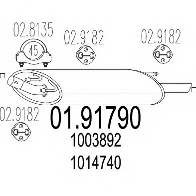 01.91790 MTS(Италия) Задня вихлопна система (Глушник). MTS