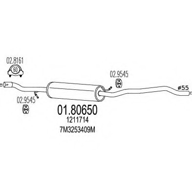 01.80650 MTS(Италия) Середня частина вихлопної системи (Резонатор) MTS