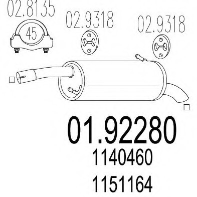 01.92280 MTS(Италия) Задняя часть выхлопной системы (Глушитель). MTS