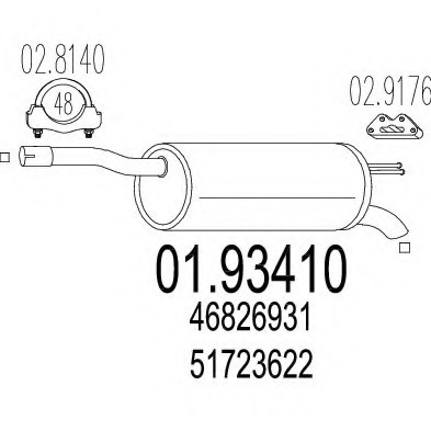 01.93410 MTS(Италия) Задня вихлопна система (Глушник). MTS