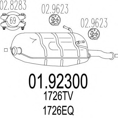 01.92300 MTS(Италия) Задня вихлопна система (Глушник). MTS