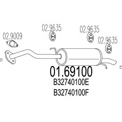 01.69100 MTS(Италия) Задня вихлопна система (Глушник). MTS