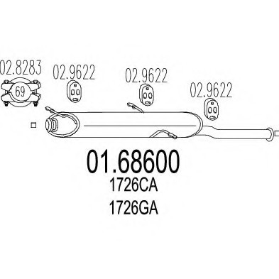 01.68600 MTS(Италия) Задня вихлопна система (Глушник). MTS