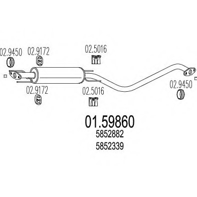 01.59860 MTS(Италия) Средняя часть выхлопной системы (Резонатор) MTS