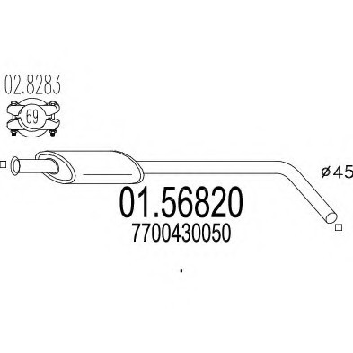 01.56820 MTS(Италия) Середня частина вихлопної системи (Резонатор) MTS