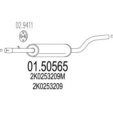 01.50565 MTS(Италия) Середня частина вихлопної системи (Резонатор) MTS
