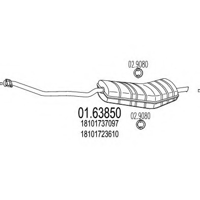 01.63850 MTS(Италия) Задня частина вихлопної системи MTS