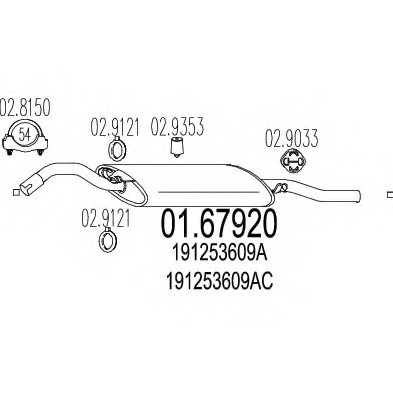 01.67920 MTS(Италия) Задня вихлопна система (Глушник). MTS