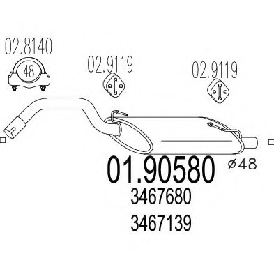 01.90580 MTS(Италия) Задня вихлопна система (Глушник). MTS