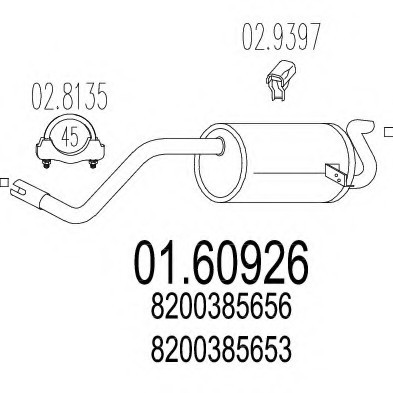 01.60926 MTS(Италия) Задня вихлопна система (Глушник). MTS