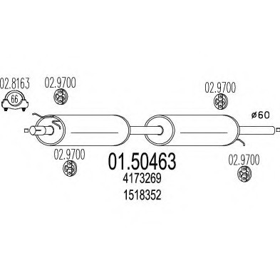 01.50463 MTS(Италия) Середня частина вихлопної системи (Резонатор) MTS