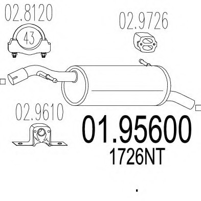 01.95600 MTS(Италия) Задняя часть выхлопной системы (Глушитель). MTS