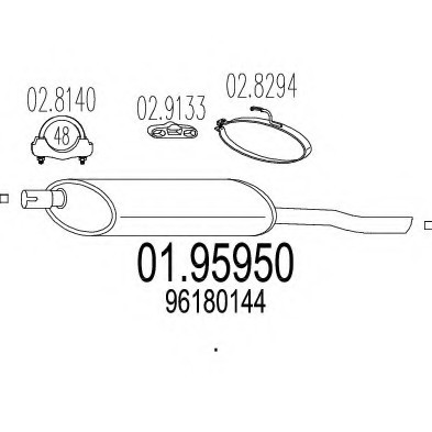 01.95950 MTS(Италия) Задняя часть выхлопной системы (Глушитель). MTS