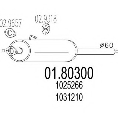 01.80300 MTS(Италия) Середня частина вихлопної системи (Резонатор) MTS