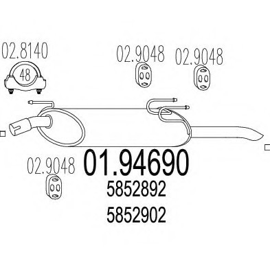 01.94690 MTS(Италия) Задня вихлопна система (Глушник). MTS