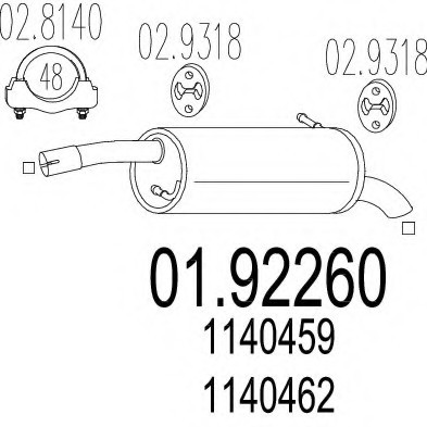 01.92260 MTS(Италия) Задня вихлопна система (Глушник). MTS
