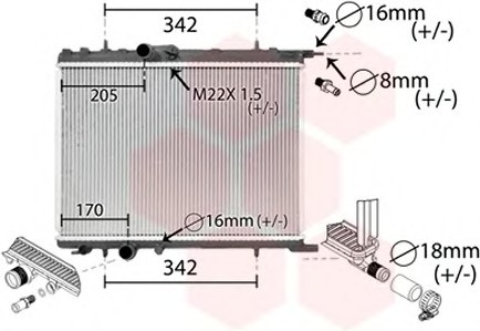 40002300 Van Wezel Радіатор охолодження двигуна 206/307/C4/Xsara/BERLINGO (Van Wezel)