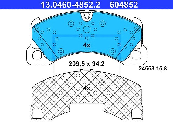 13.0460-4852.2 Ate Комплект гальмівних колодок з 4 шт. дисків