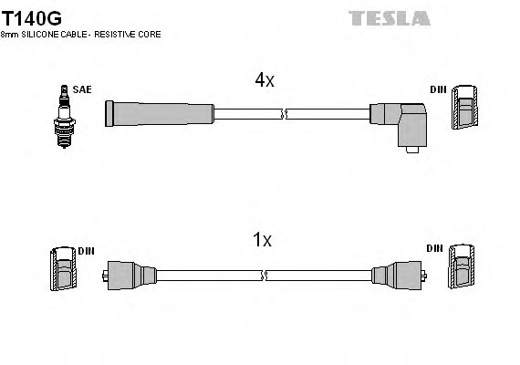 T140G TESLA (Чехия) Кабель запалювання, к-кт TESLA Ford 85-90 TESLA