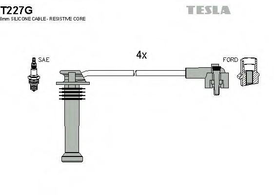 T227G TESLA (Чехия) Кабель запалювання, к-кт TESLA Ford 92-00 TESLA