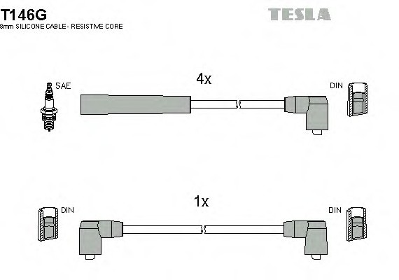 T146G TESLA (Чехия) Кабель зажигания, к-кт TESLA Ford 85-94 TESLA