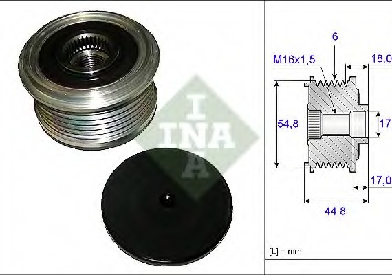 535 0114 10 INA (Germany) Шкив генератора с обгонной муфтой (пр-во Ina)
