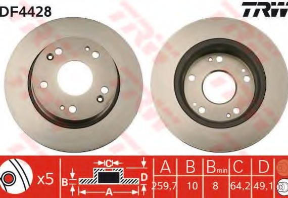 DF4428 TRW / LUCAS (Германия) Диск гальмівний HONDA ACCORD задн. (пр-во TRW)