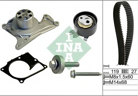 530 0607 30 INA (Germany) Водяной насос + комплект зубчатого ремня INA