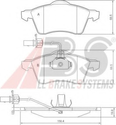 37143 ABS Колодка торм. VW T4 15" передн. (пр-во ABS)