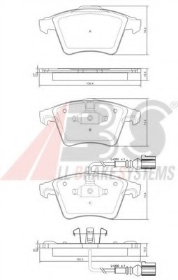 37416 ABS Колодка торм. VW T5 16" передн. (пр-во ABS)