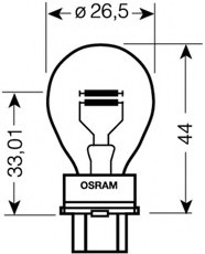 3157 OSRAM (Япония) Автолампа Osram (27/7W 12V W2,5x16D) OSRAM