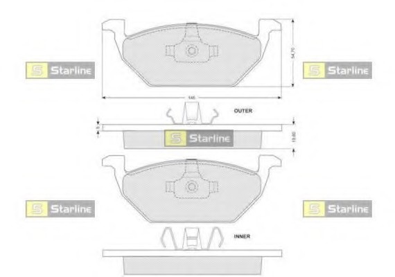 BD S004S Starline Колодки гальмівні дискові, к-кт. STARLINE