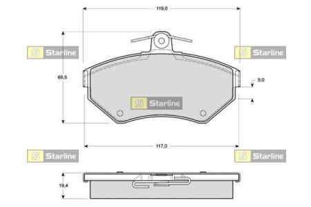 BD S297 Starline Колодки тормозные дисковые, к-кт. STARLINE