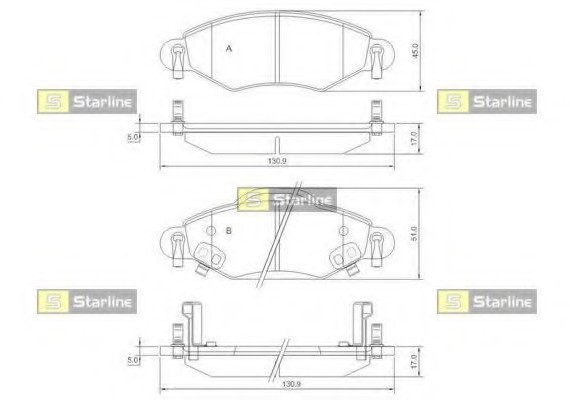 BD S828P Starline Колодки гальмівні дискові, к-кт. STARLINE