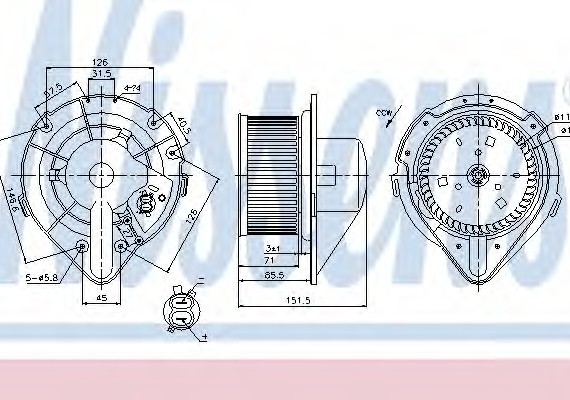 87066 NISSENS (Дания) Вентилятор салона AUDI, VW (пр-во Nissens)