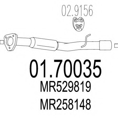 01.70035 MTS(Италия) Труба выхлопной системы, задняя часть MTS