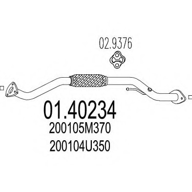 01.40234 MTS(Италия) Промежуточная труба выхлопной системи MTS