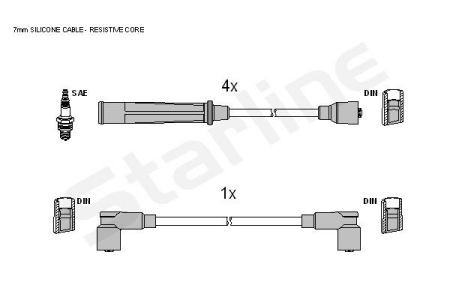 ZK 3714 Starline Комплект высоковольтных проводов STARLINE