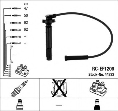 RC-EF1206 NGK Комплект дротів запалювання RC-EF1206 NGK