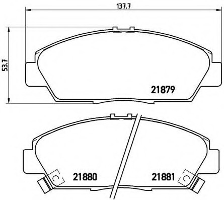 P28 021 BREMBO (Германия) Колодки тормозные дисковые, к-кт. BREMBO